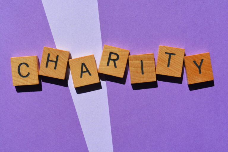 Charity, word as banner headline