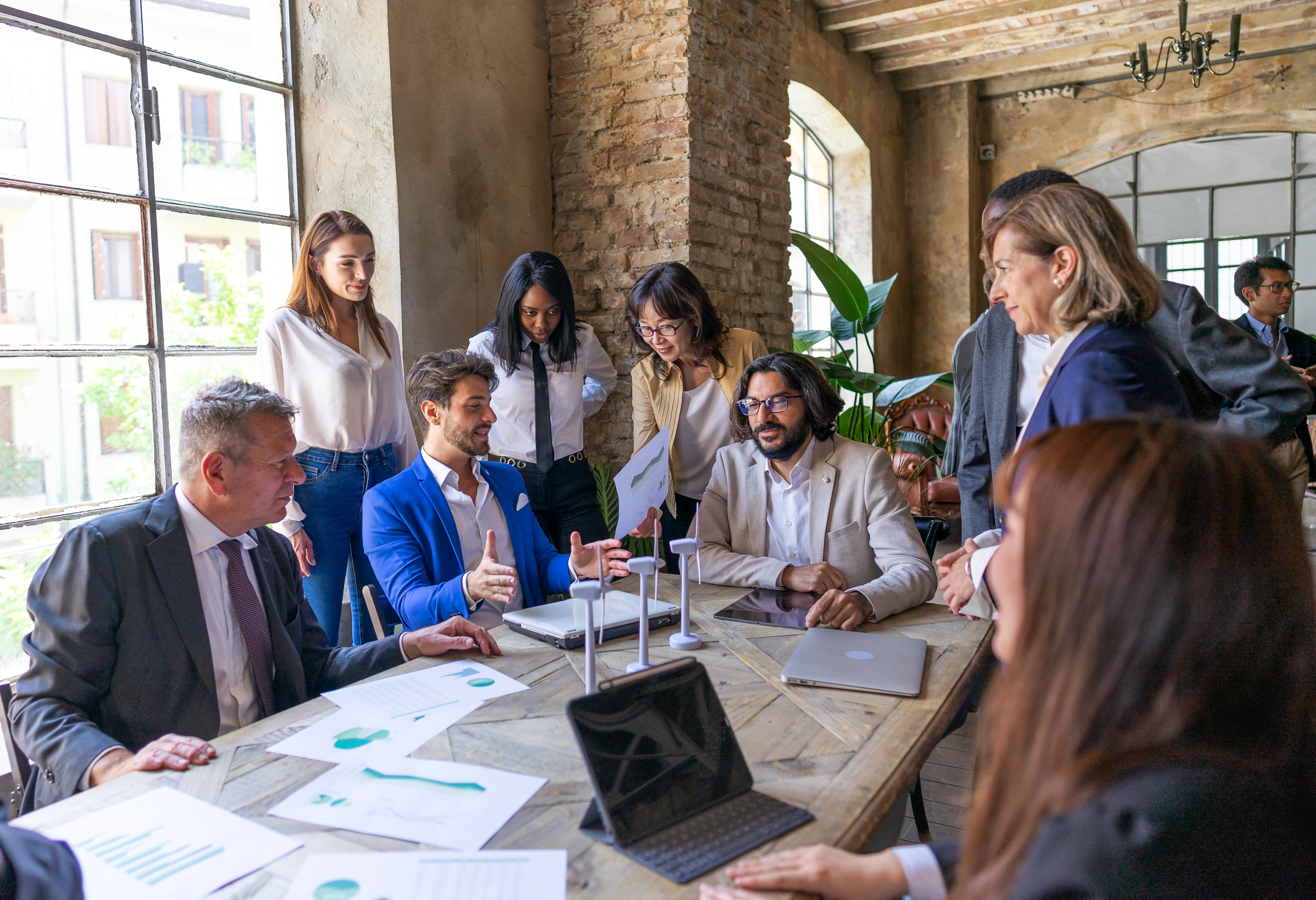 Multiracial business people discussing about energetic crisis